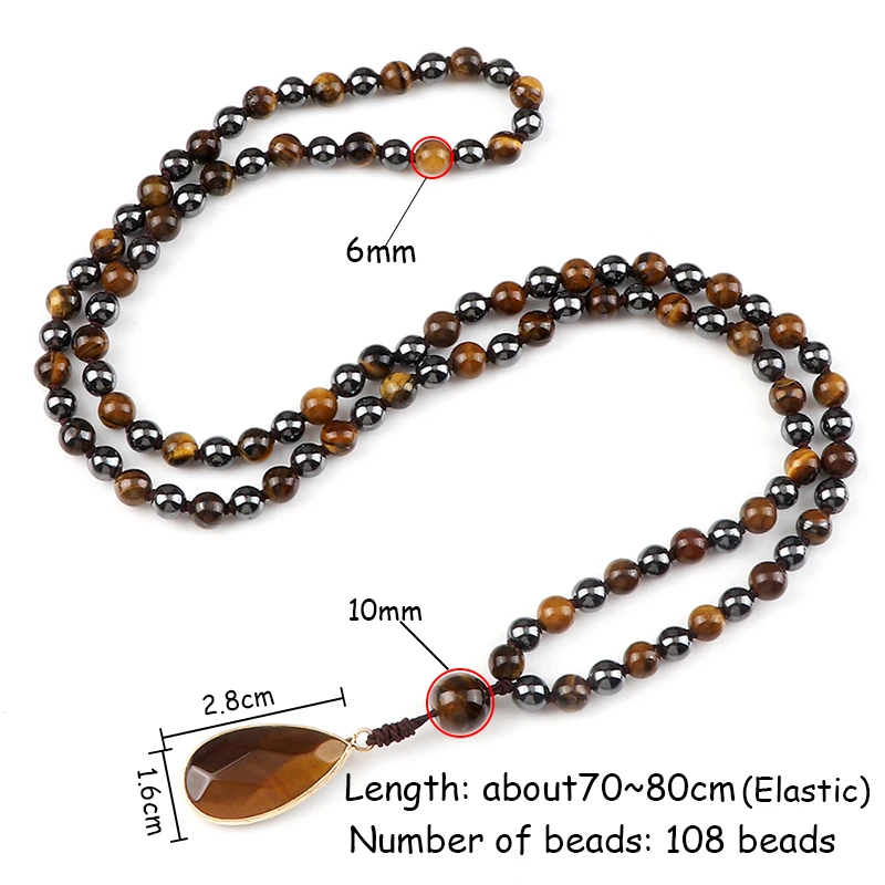 High Quality Tiger Eye Beads Necklace for Men 6mm Hematite Natural