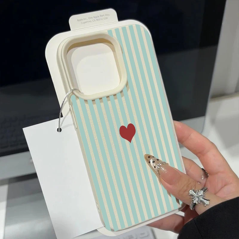 Minimalist Striped Heart Silicone Phone Case