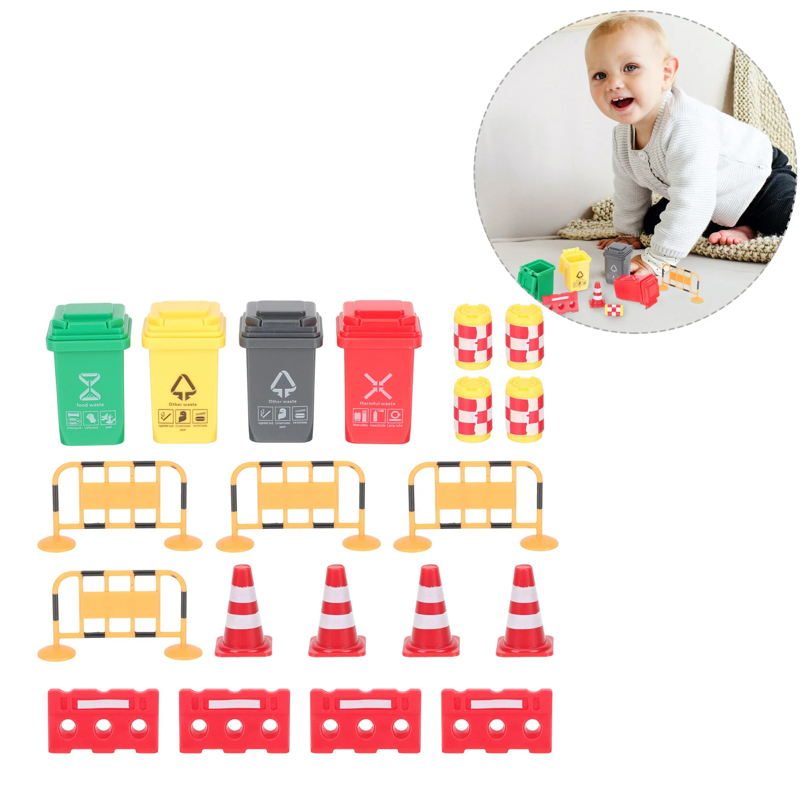 

1 Set Traffic Signs Toys Kids Pretend Play Street Signs Traffic Barrier Toys