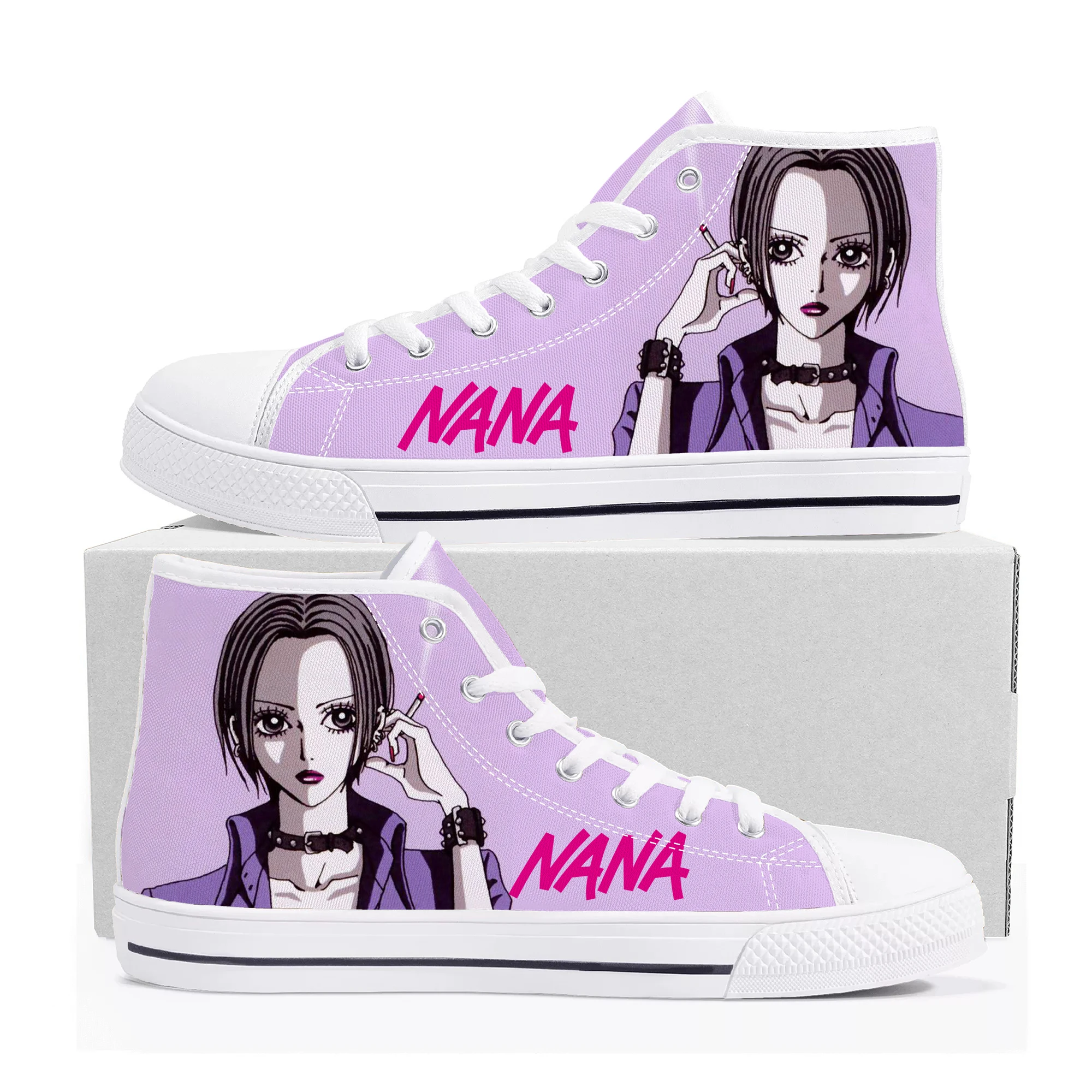 Hot Shoujo Manga NANA Osaki Komatsu Comics High Top Sneakers Mens Womens Teenager Canvas Sneaker Casual Couple Shoes Custom Shoe