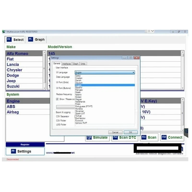 New Multiecuscan V4.8 Registered for Fiat/Chrysler/Dodge/Jeep/Suzuki Scanner Software Work With ELM327 / OBD II Diagnostic Tool