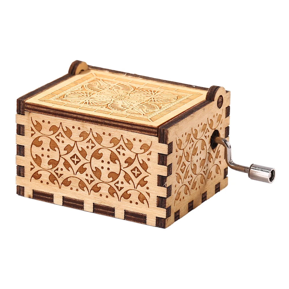 Wooden Hand-cranked Musical Box Carving Music Box Gift To My Wife Theme Mini Musical Home Decoration Thanksgiving
