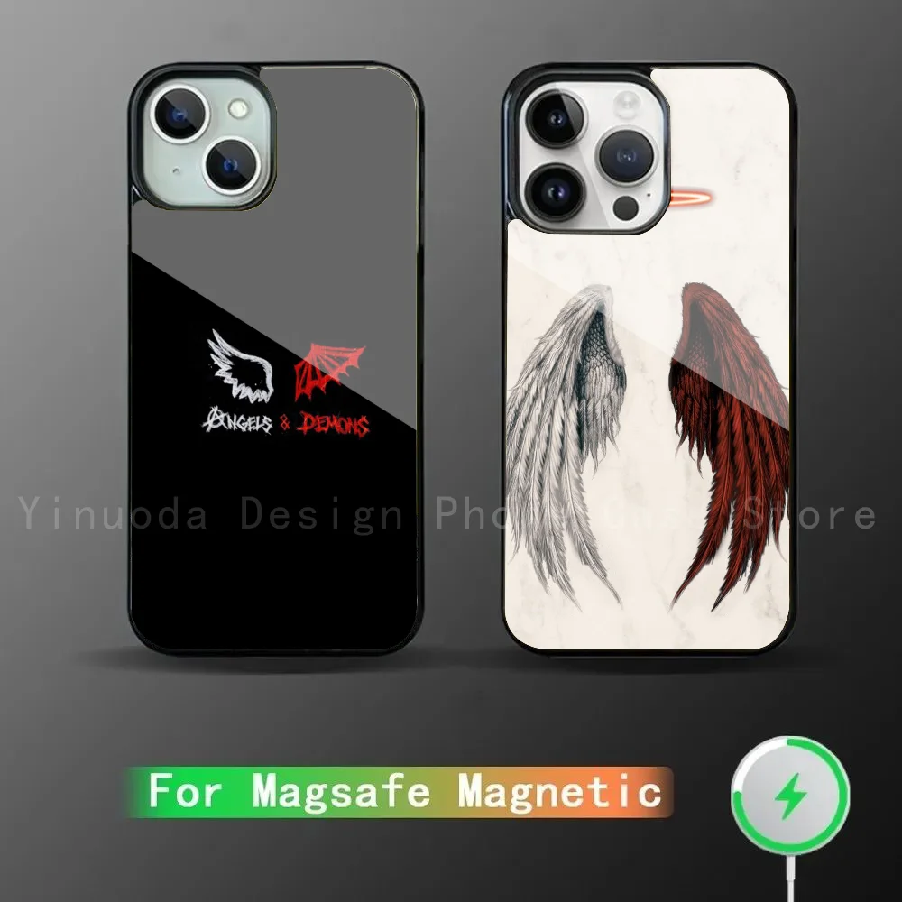 

Angel Devil Phone Case For IPhone 15 14 13 Pro Max 11 Mini Alex Mirror For Magsafe Wireless Charging Cover