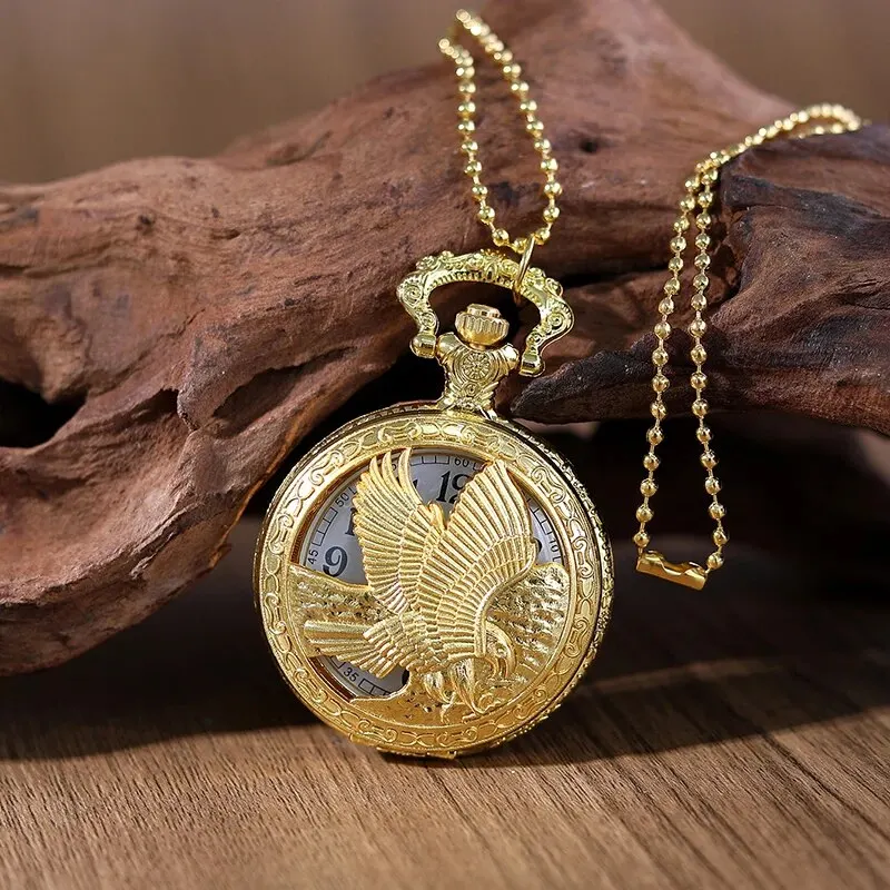 Montre de poche à Quartz pour hommes et femmes, collier de luxe avec pendentif en or, cadeaux pour femmes et hommes, avec chaîne Fob