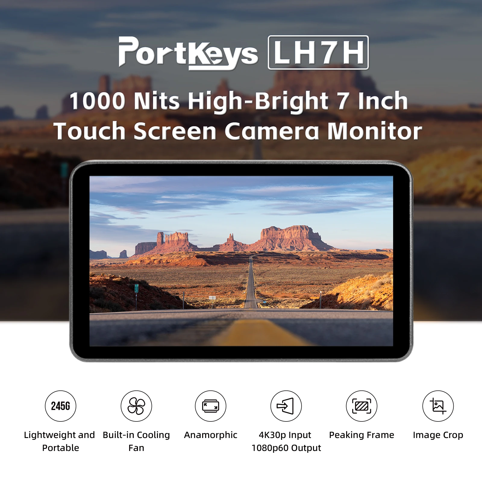 Portkeys LH7H 7'' 1000 Nit Touchscreen Camera Monitor Wireless 1920 x 1080 High Control Screen Control Camera Field Monitor 3D