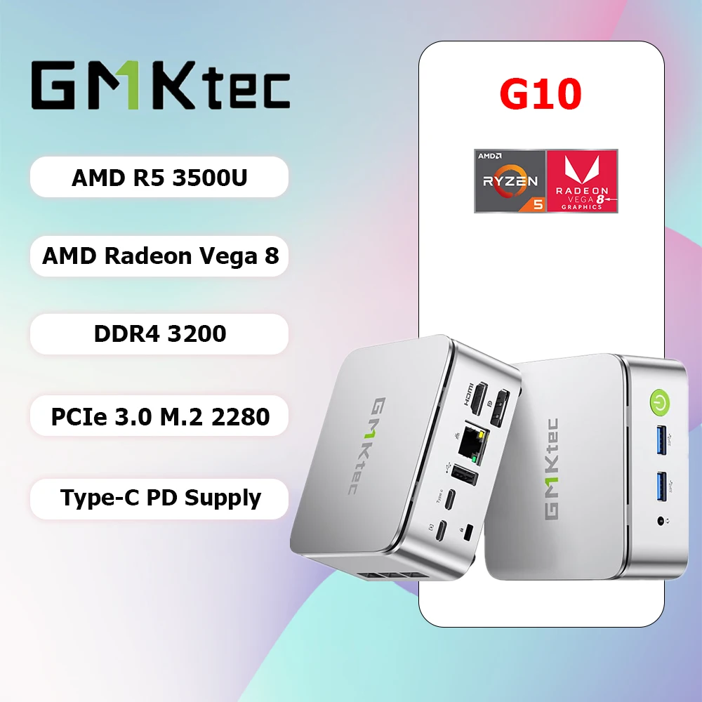 GMKtec G10 AMD Mini PC Computer AMD R5 3500U Customization Desktop