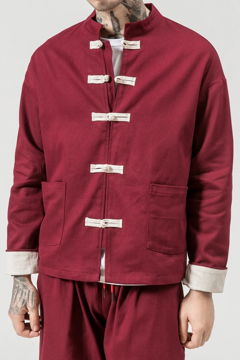 Men Chinese Style Hanfu Tops Pants Traditional Ethnic Kung Fu Jackets Trousers Cotton Linen T-shirt Oriental Fashion Clothing