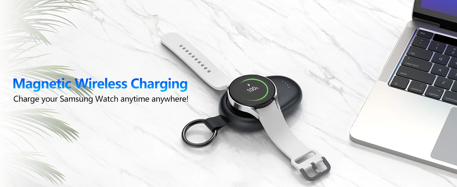 Galaxy watch対応 USBC携帯式磁気充電器 1400mAh Galaxy Watch用ポータブル磁気充電器,ワイヤレス,バッテリー