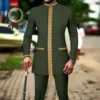 African Men Clothing Bazin Riche Men Suit 2-Piece Set Stand Collar Single Breasted Jacket Blazer Pants Party Wedding 2416082 5