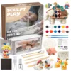 No-bake Air-dried Shaping DIY Plasticine Clay Set with 12 Colors of Paint Children's Educational Pottery Sculpture Clay Toy Gift 1