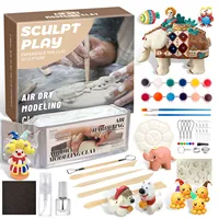 No-bake Air-dried Shaping DIY Plasticine Clay Set with 12 Colors of Paint Children's Educational Pottery Sculpture Clay Toy Gift 1