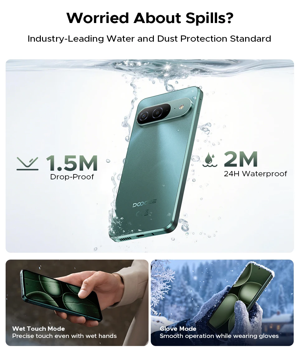 Global Version DOOGEE B10 Smartphone Android 16 48GB+256GB IP68 / IP69K Helio G100 7600mAh Large Battery 64MP Camera Cell Phone