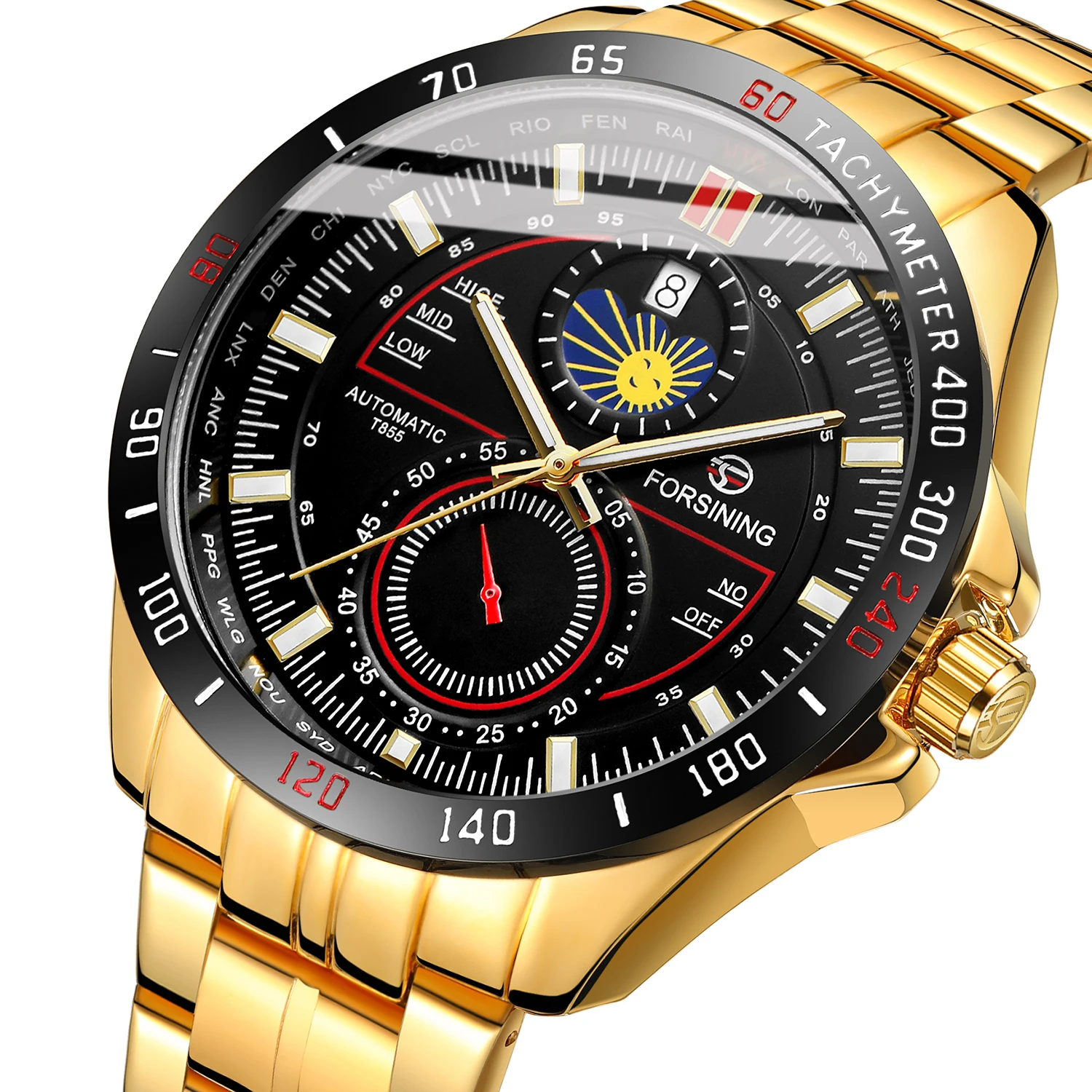 High Quality Forsining Newest Luxury Wrist Watches Men's Automatic Self Wind Mechanical Stainless Steel Strap Watch For Men
