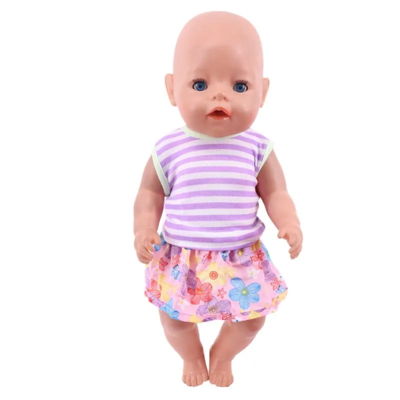 Cute Purple Mini Dress Pajama For Baby 43Cm &18Inch American Doll Clothes,Our Generation,Baby New Born Accessories,Gift For Girl 4