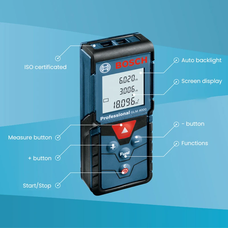 MEDIDOR LÁSER BOSCH ALCANCE 40 METROS GLM 40