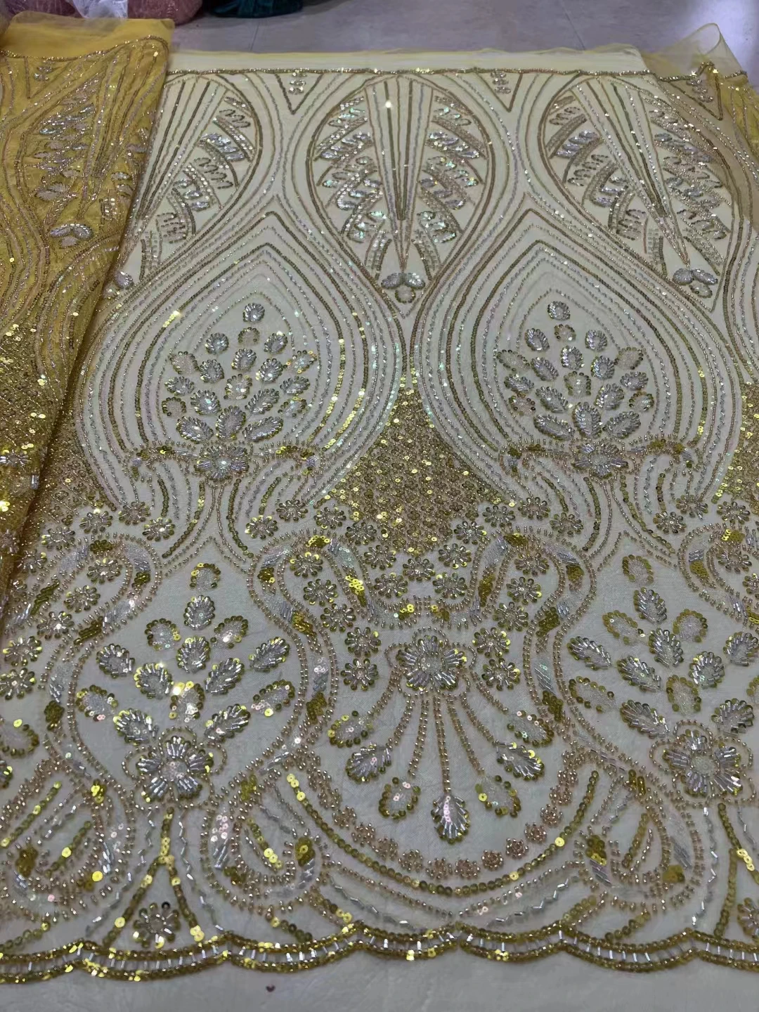 African Groom Beaded Lace Fabric 2023 High Quality Sequins Lace Embroidery French Lace Fabric For Nigerian Party Asoebi Sewing