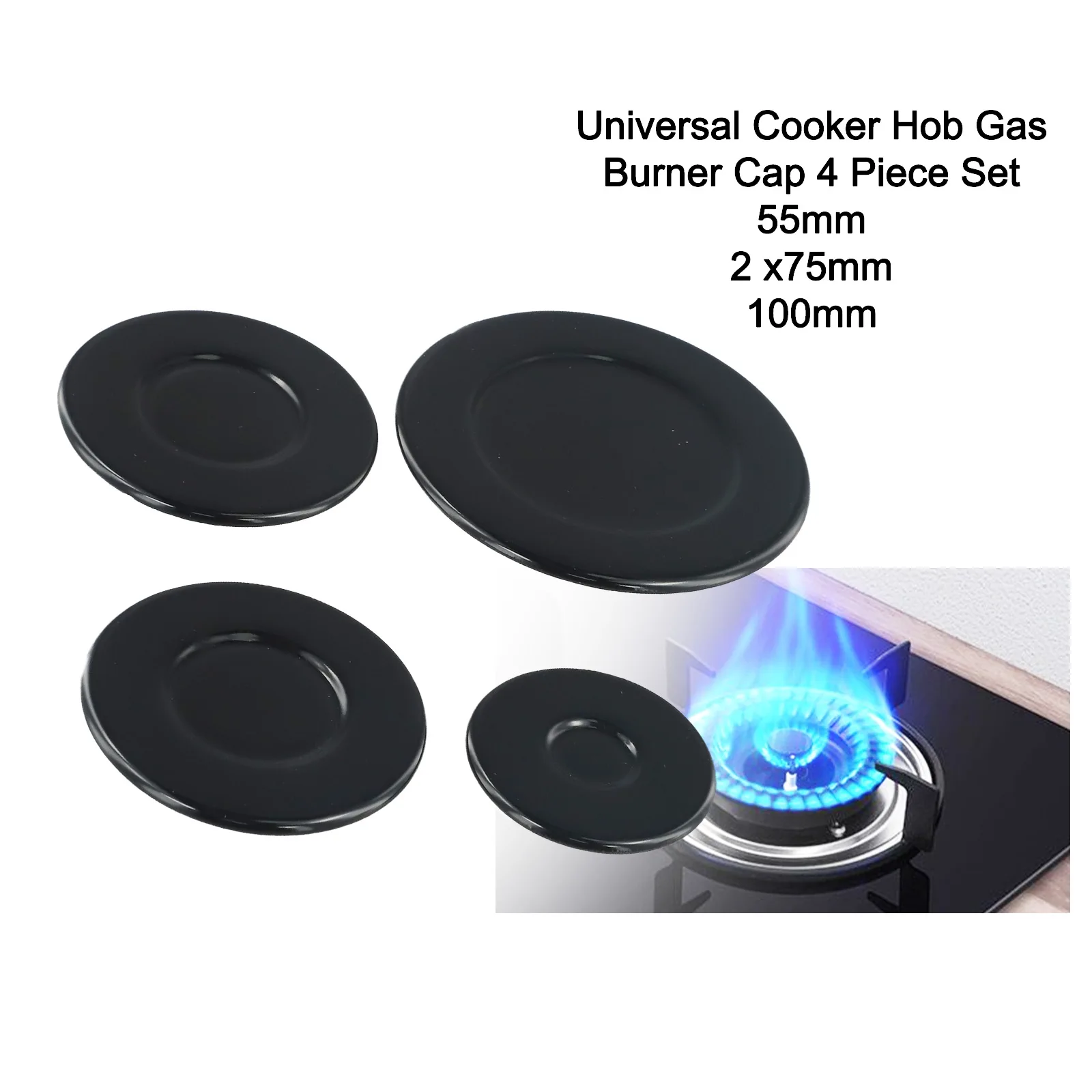 4Pc Cooker Hob Gas Burner Cap 55mm 75mm 100mm For SABAF Accessories Kitchen Cookware Tools Gas Stove Accessories 4