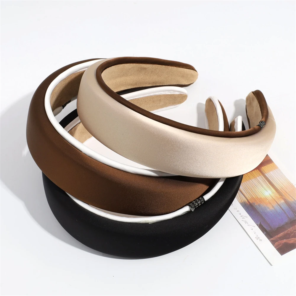 

Модная широкая атласная губчатая повязка на голову, элегантные женские повязки для волос для йоги, челка Hindbrain, головной убор для макияжа, аксессуары для волос для девочек