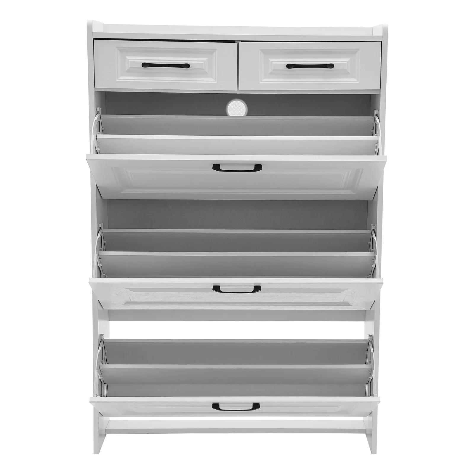 Schuhschrank mit 3 Klappen und 2 Schubladen, schmaler Schuhschrank, 80 x 24 x 120 cm, verstellbares Schuhregal, NTI-Neigungsgerät für den Flur – Detail 4