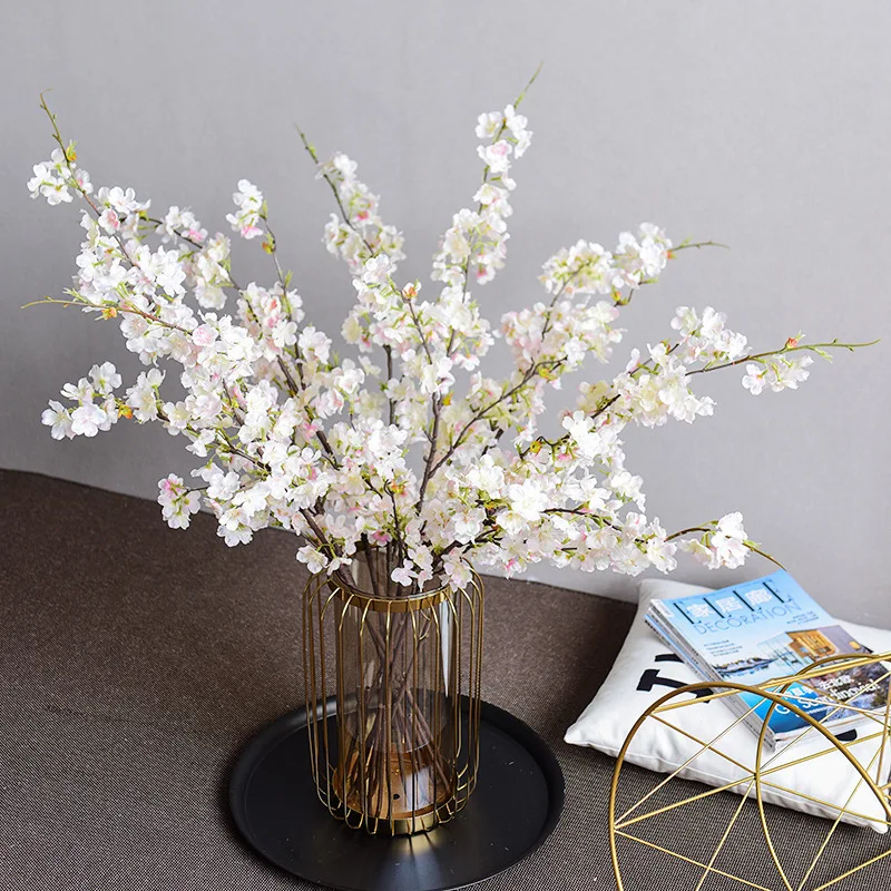109cm Cherry Blossom Artificial Flower Branches Silk Pink White Fake Plant Living Room Home