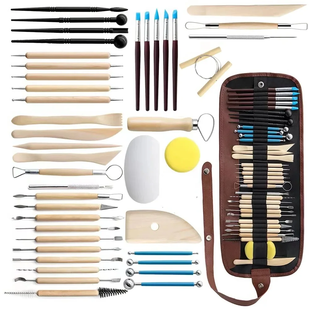 Pottery Clay Sculpting Tools Kit 18-43 Pcs/Set Ceramic Wax Clays Carving Tool for Art Craft Pottery Sculpting Modeling Tool Set
