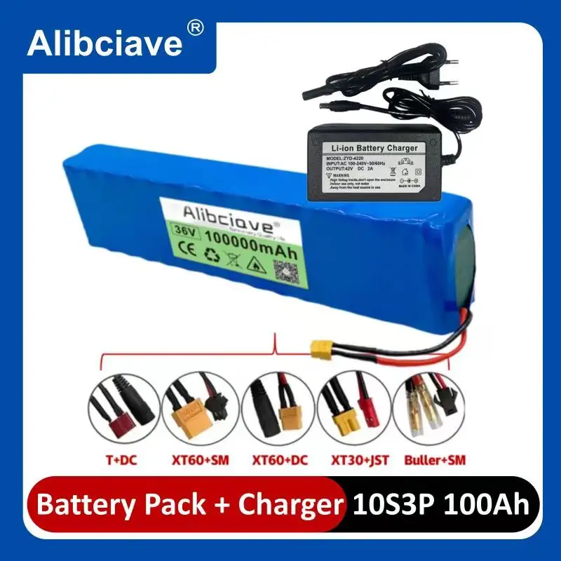 

36V 100000Ah 18650 Rechargeable Lithium Battery Pack 10S3P 1000W Power Modified Bicycle Scooter Electric Vehicle with BMS+CAR