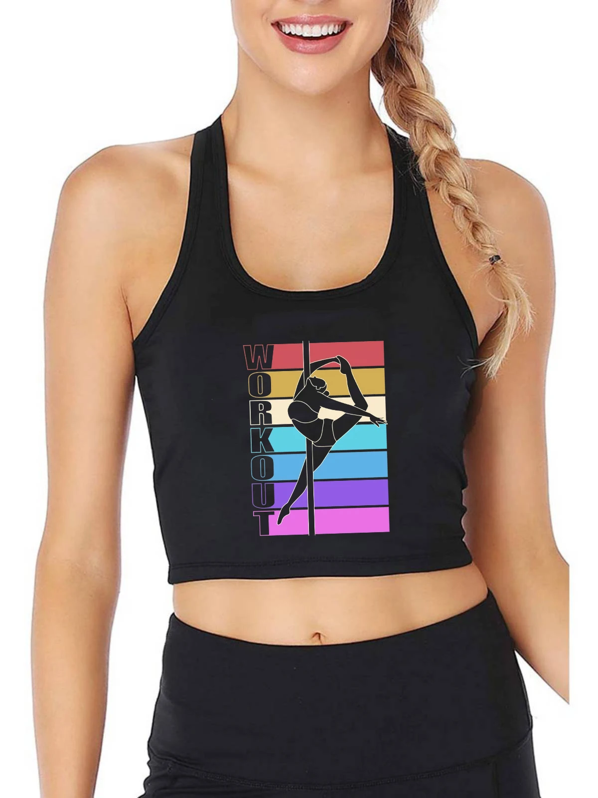 

Retro Pole Dancing Workout Tank Tops Pole Dancer Fitness Sexy Slim Fit Crop Top Summer Customizable Casual Camisole
