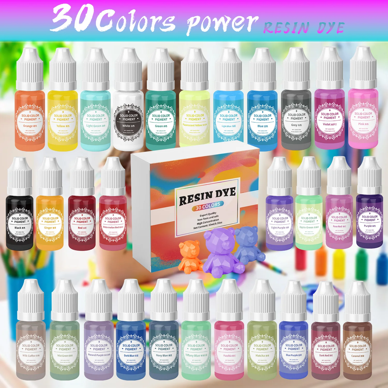10ml/Bottle Solid Color Epoxy Resin Pigments Liquid Colorant Dye Epoxy Resin Dye For Molds Jewelry Making