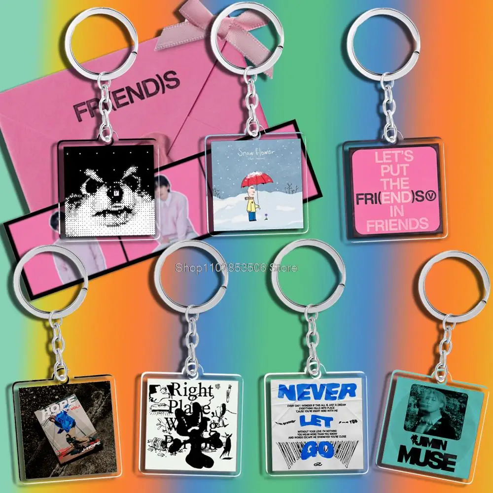 3CM Acrylic Kpop Keychain SOLO MUSE GOLDEN Album LAYOVER AgustDSDAYS FACES INGIDO Key Ring VKOOK Kpop Accessories Merch kpop music player keychain