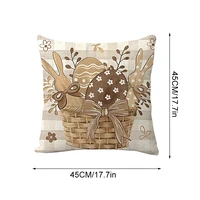 4PCS Easter Pillowcase Farmhouse Home Decor Cushion Cover Cute Bunny Eggs Printed Linen Back Cushion Cover Happy Easter Decor 2