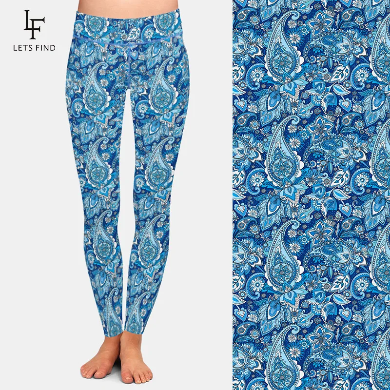 LETSFIND New 3D Paisley Print High Waist  Leggings Fashion Polyester Soft Slim Fitness Ankle-Length Women Leggings