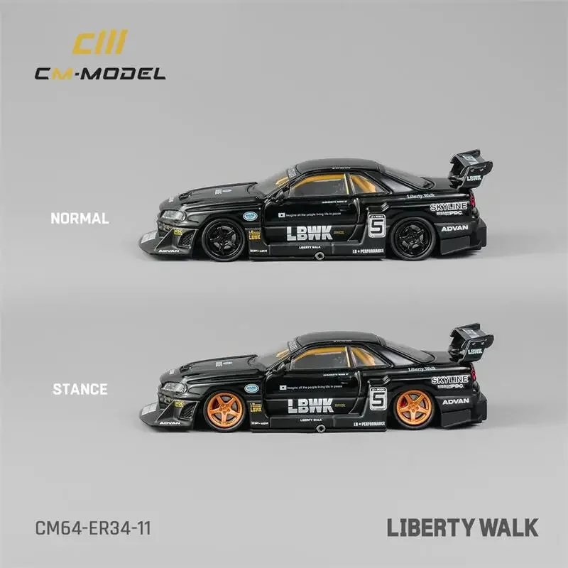 

CM MODEL 1:64 Nissan LBWK ER34 NO.5 Chome Black Diecast Model Car