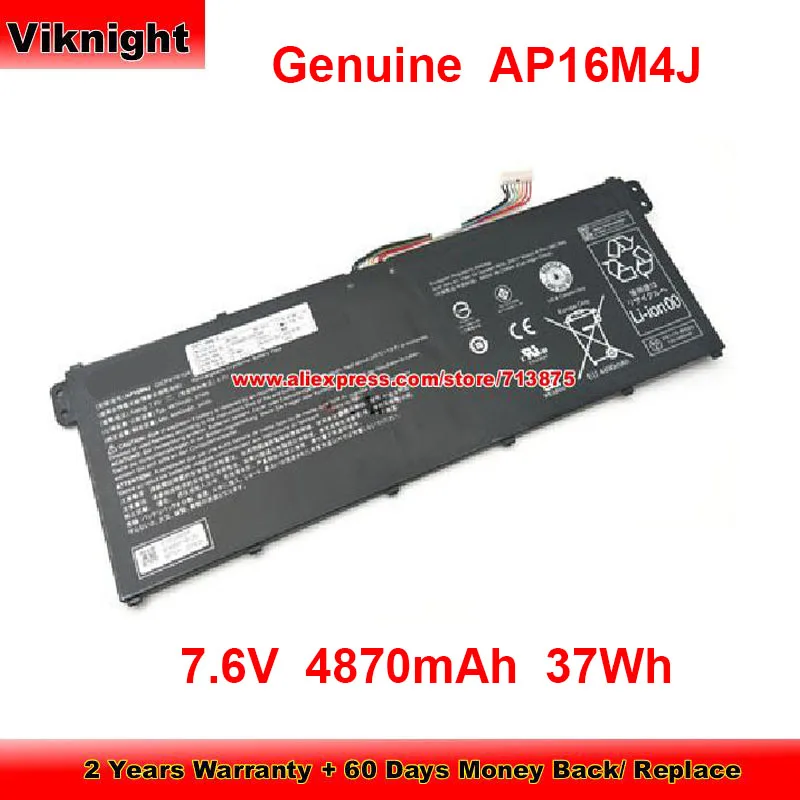 

Genuine AP16M4J Battery 2Icp478104 for Acer Aspire 3 A315-22 A315-41-R7SB A315-42 A315-42-R7N2 A315-41-R9RC 7.6V 4870mAh 37Wh