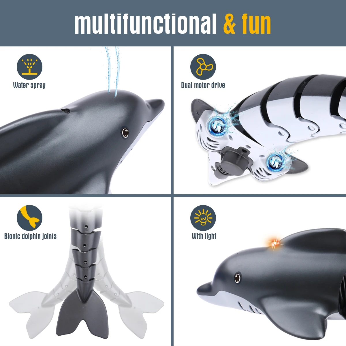 Shark Rc Dolphin whale Spray Water Toy Remote Controlled Boat ship Submarine Robots Fish Electric Toys For Kids Xmas Gifts 4