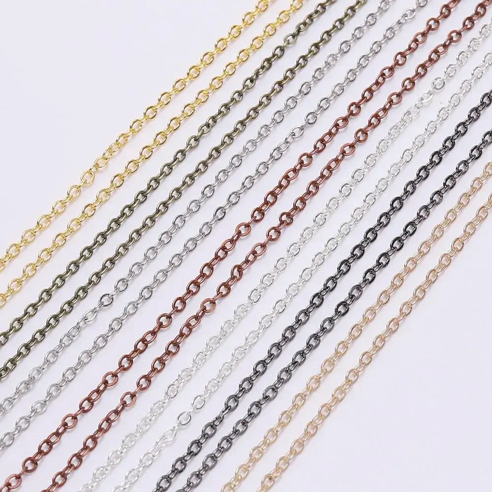 copper necklace chain 5m/5.47yards 1.5 2.0 2.5 mm Copper Bronze Oval Link Necklace Chain Bulk Brass Jewelry Making DIY Materials Findings Supplies