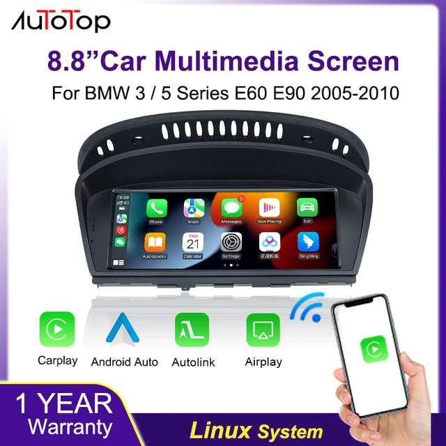 AUTOTOP 8.8 "sans fil CarPlay Android Auto affichage multimédia de voiture pour BMW série 3 E90 E91 E92 E93 série 5 E60 E61 écran tactile 1