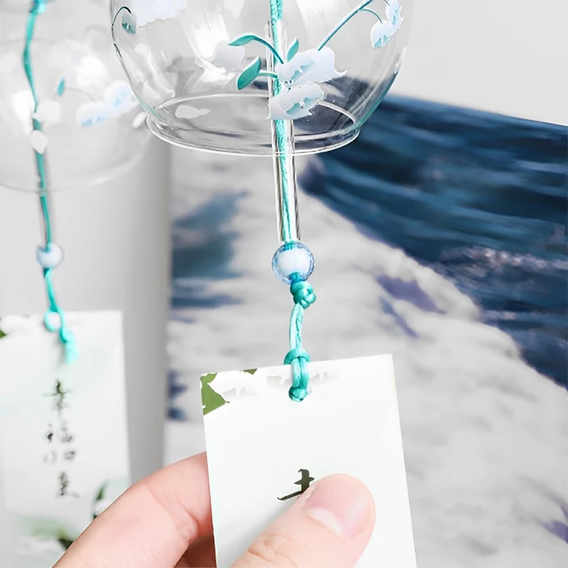 Japanese Wind Bell Japan Chimes Handmade Glass Furin Home Decors Spa Kitchen Office Decor Sakura Cherry Blossom Pattern