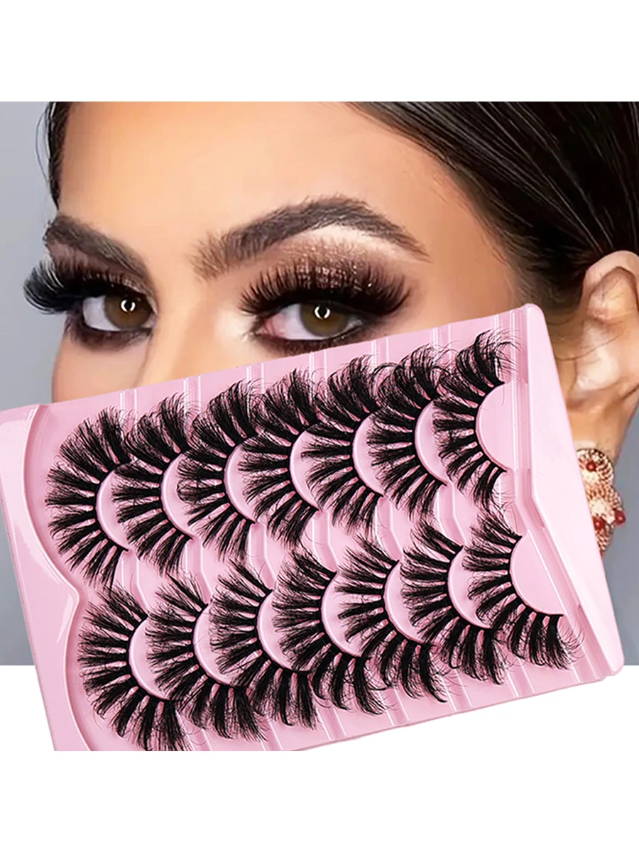 7 pairs of 25mm fashionable and charming false eyelashes, natural appearance, curled and fluffy