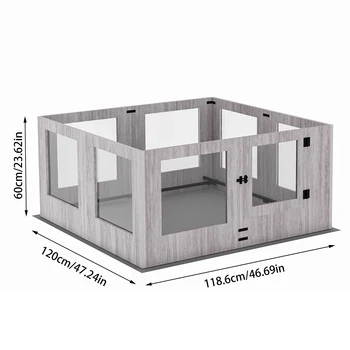 Tempered Glass Dog Puppies Playpen for Indoor Pet Whelping Pen Exercise Fence Box Cage with Waterproof Fertility Pad 4