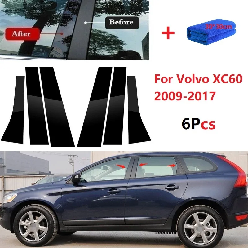 New 6PCS Window Trim Cover BC Column Sticker Fit For Volvo XC60 2009-2017  Polished Pillar Posts Car Styling - AliExpress