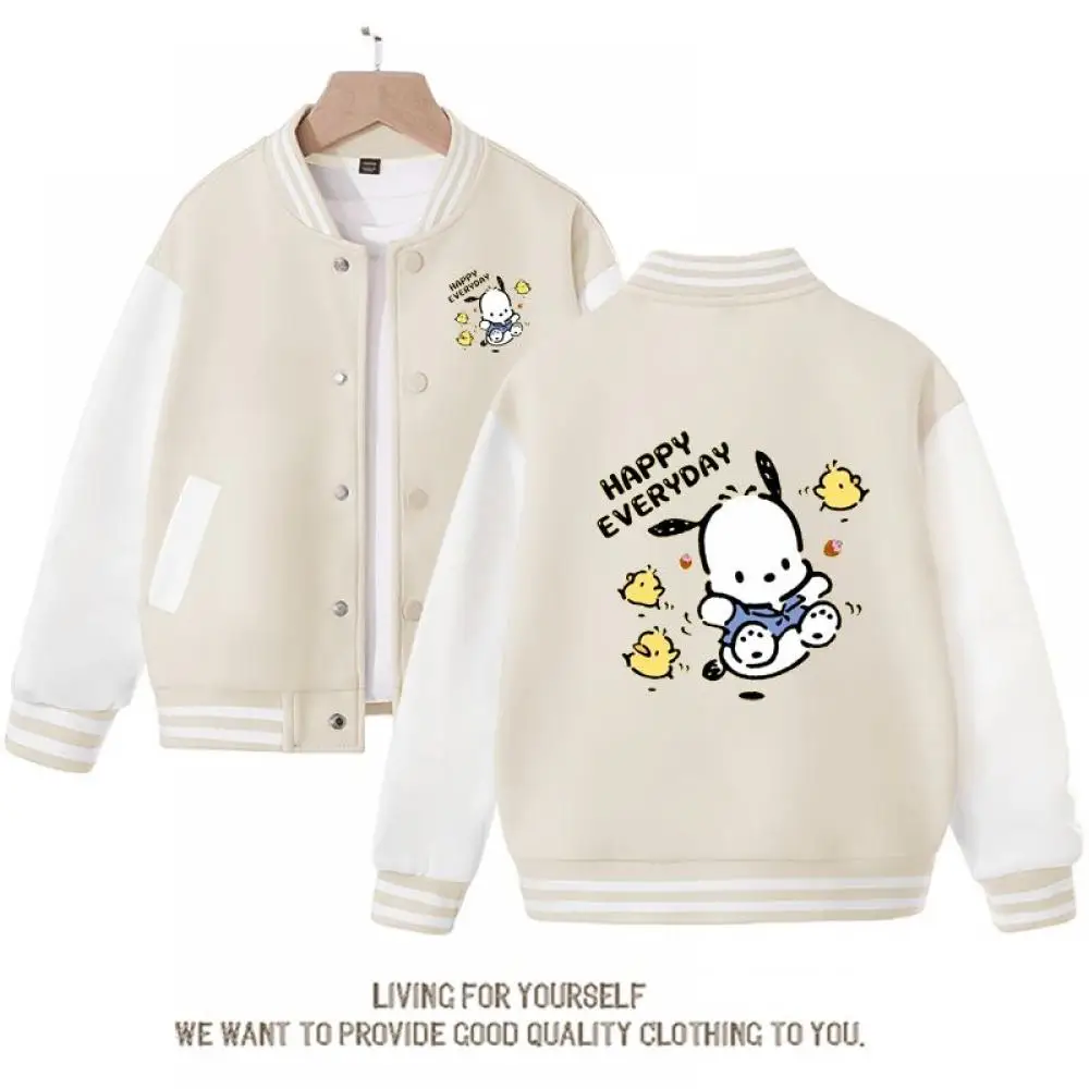 

Kawaii Sanrio Anime Pochacco Cute Cartoon Spring Autumn New Baseball Uniform Kids Tops Casual Coat Jacket Girls Birthday Gift