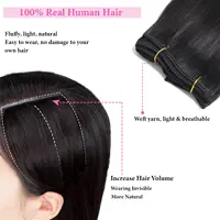 Clip dans les Extensions de cheveux cheveux humains naturel droit sans couture Clip ons Extensions de cheveux pince Invisible ins cheveux pour les femmes Clip ins 5