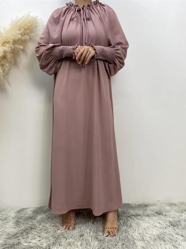 

Eid мусульманское платье для женщин Abaya Марокко женское платье Рамадан Vestidos Largos Kaftan Повседневный твердый Дубай Арабский длинный халат 2024