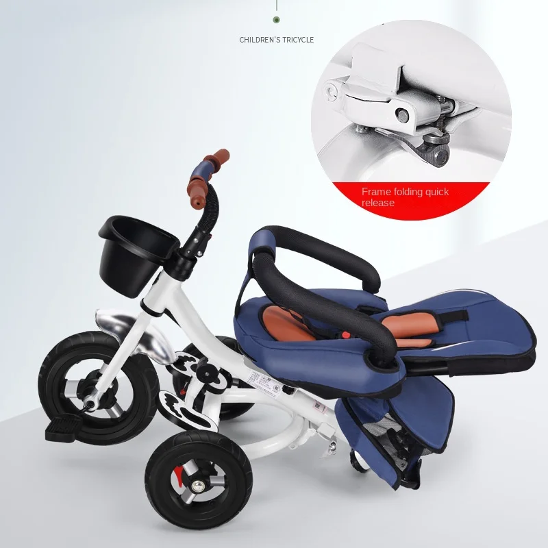LazyChild Folding and Lying Children's Tricycle Bicycle 1-6 Years Old Baby Stroller Baby Light Bicycle Three Wheel Toddler Bike