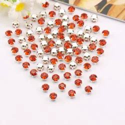 Vibrant Silver Claw Glass Crystal Rhinestone Beads for DIY and Fashion Crafting (A18 Orange)