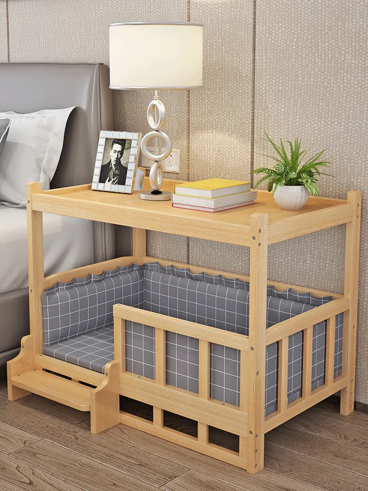 

Kennel Solid Wood Teddy Golden Retrievable Wooden Pet Bed Cat Bed All Seasons Cat Nest Bedside Table