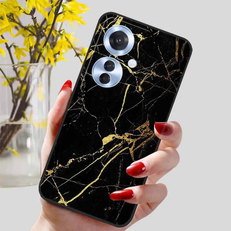 Black Marble Print Silicone Phone Cover - Fashionable Protective Shell and Soft TPU Case