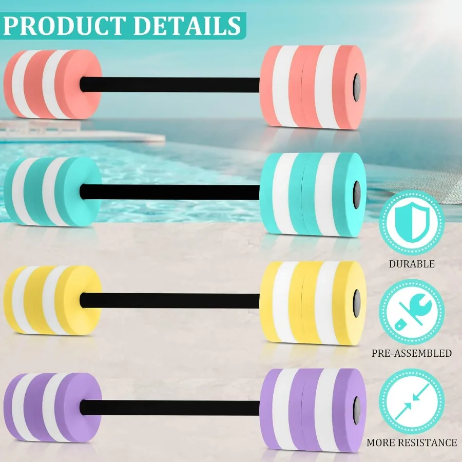4 Pcs Water Weight Aquatic Exercise Dumbbells for Pool Macaron Color Aerobics Equipment EVA Foam Dumbbells Set Aquatic Exercise