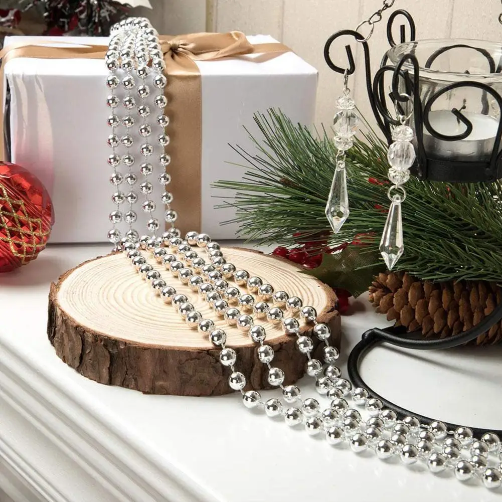 5meter Electroplated Wire Bead Chain 5mm Gold and Silver Round Bead Wedding Christmas Decoration Chain christmas decorations