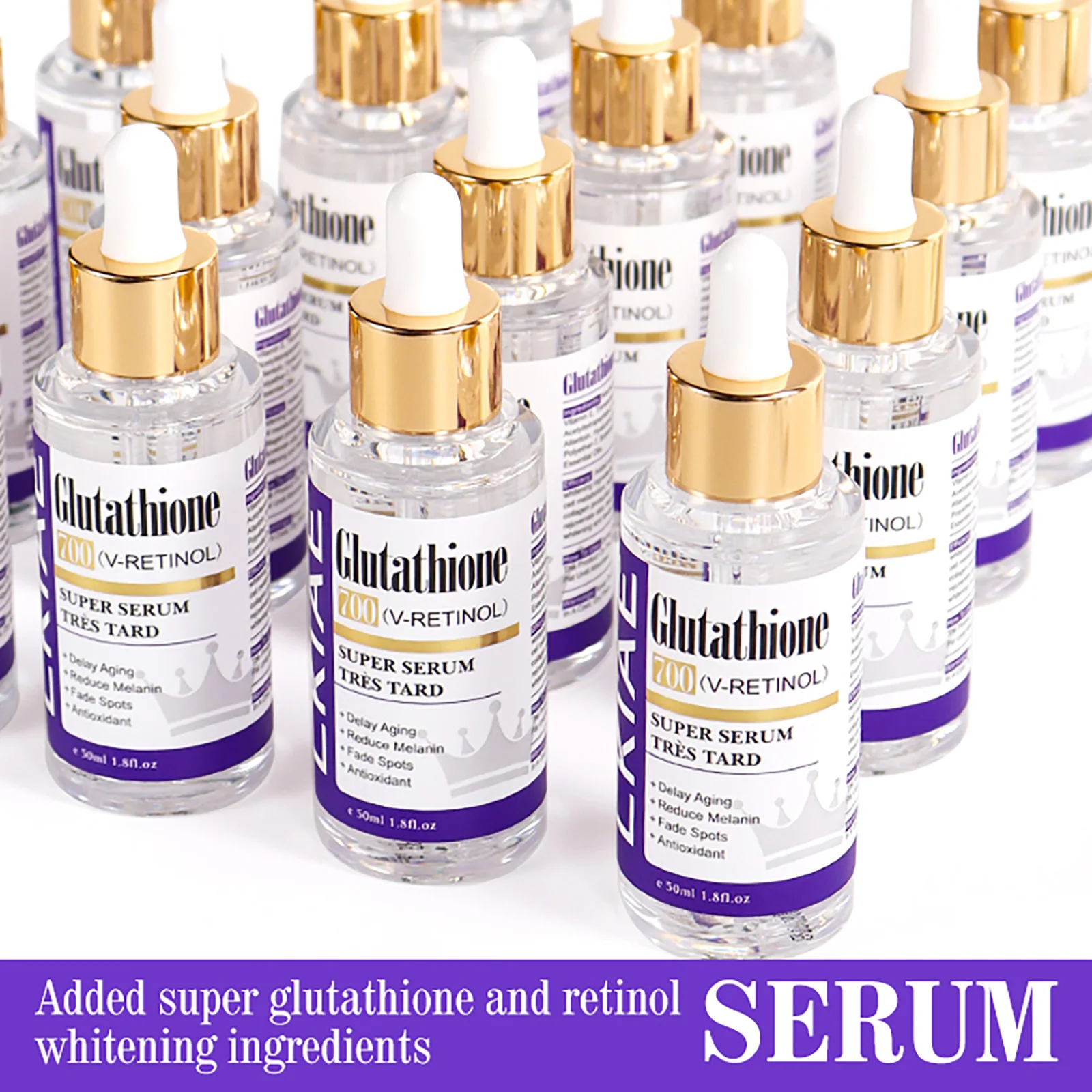 LKIAE Glutathione Whitening Face Serum, Remove Melanin, Dark Spots, Chloasma, With Retinol, Niacinamide, For All Skin Types